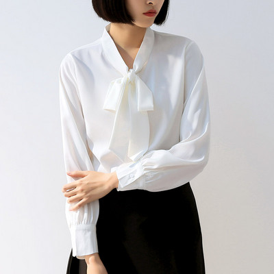 Biuro moteriški marškiniai Oficialūs OL Korėjos Stilius Stovi apykaklė Šifono Viršutiniai Raudoni Žibintai Rankovės Drabužiai Temperamento Moteriškos Palaidinės