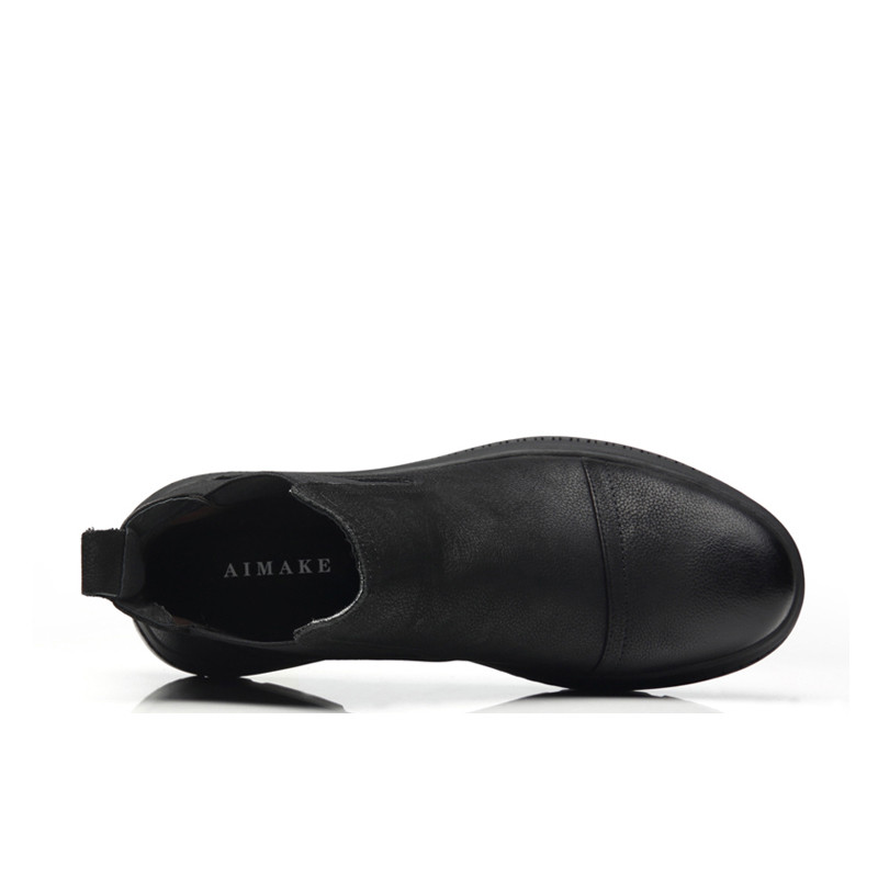 Φθινοπωρινές χειμερινές ανδρικές μπότες Chelsea καθαρό μαύρο μεγάλο μέγεθος 45 46