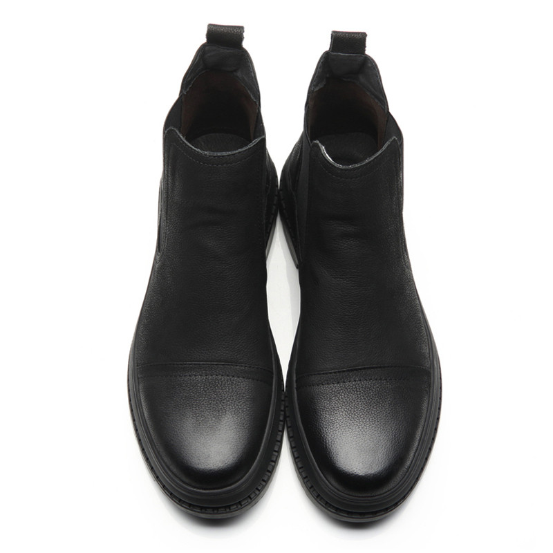 Φθινοπωρινές χειμερινές ανδρικές μπότες Chelsea καθαρό μαύρο μεγάλο μέγεθος 45 46