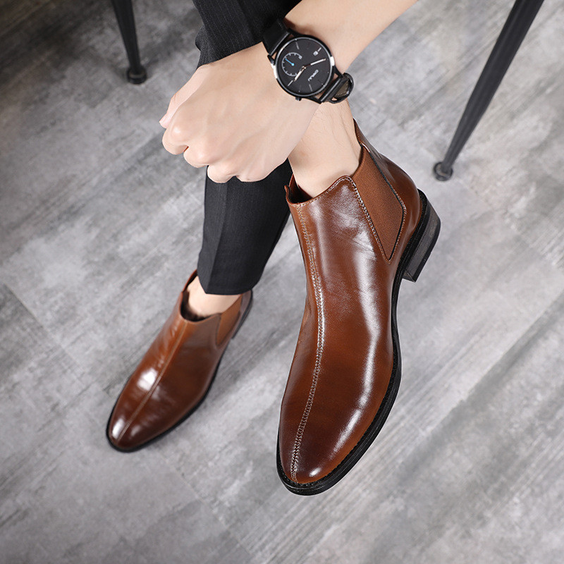 Ανδρικές κοντές μπότες μόδας Vintage κλασικές μπότες Chelsea Ανδρικές μπότες αστράγαλο Ανδρικά δερμάτινα παπούτσια ίσια παπούτσια