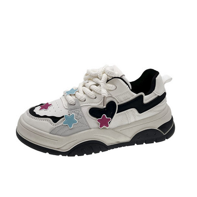 Lapos női tornacipő Rózsaszín aranyos, vastag alsó női alkalmi cipő Őszi és téli Khaki divat Száz fekete női tornacipő