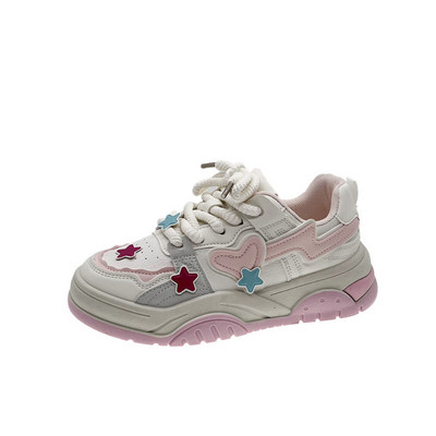 Lapos női tornacipő Rózsaszín aranyos, vastag alsó női alkalmi cipő Őszi és téli Khaki divat Száz fekete női tornacipő