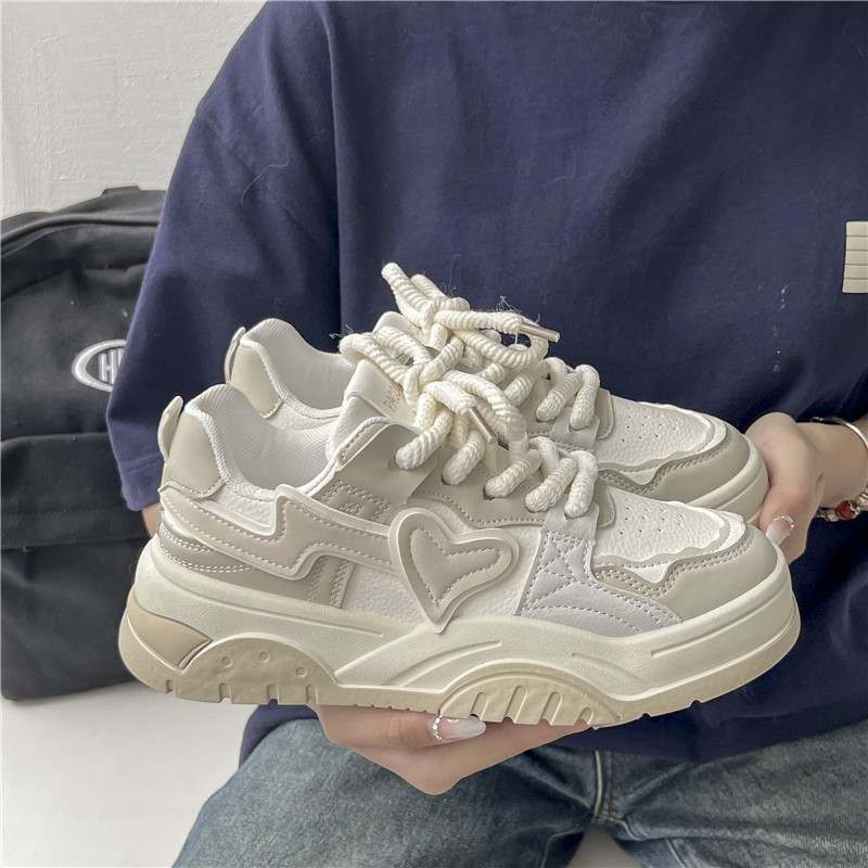 Lapos női tornacipő Rózsaszín aranyos, vastag alsó női alkalmi cipő Őszi és téli Khaki divat Száz fekete női tornacipő