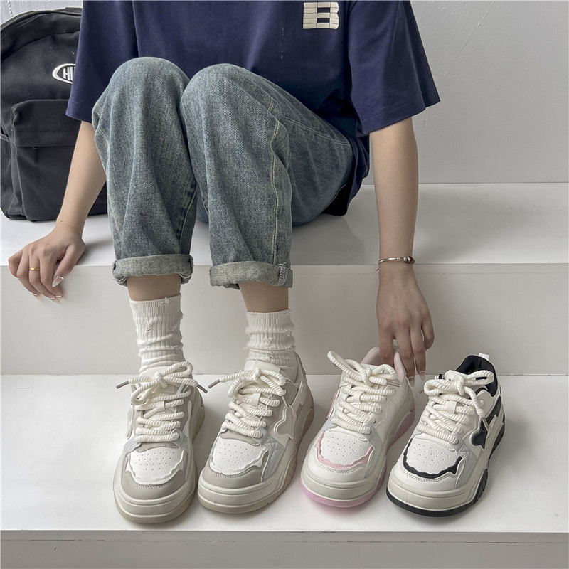 Lapos női tornacipő Rózsaszín aranyos, vastag alsó női alkalmi cipő Őszi és téli Khaki divat Száz fekete női tornacipő