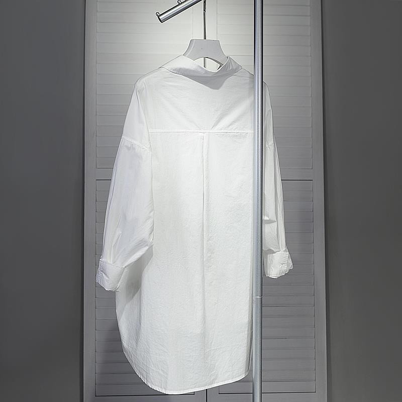 2022. Novo u šik ženskoj košulji dugih rukava s otvorenim ovratnikom i prednjim džepom, široka zelena bijela bluza, ženske pamučne majice s jednim kopčanjem