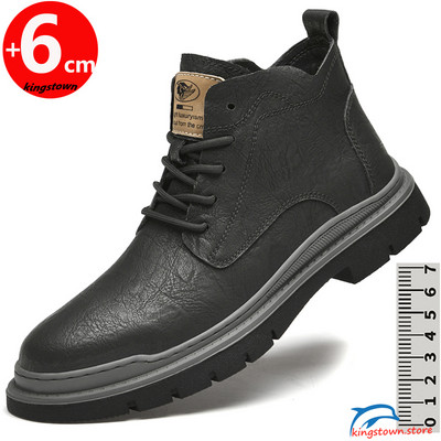 Ankel Boots Vyriški aukštį padidinantys batai vyrams Verslo vidpadis 6 cm Vestuvių formali juoda oda