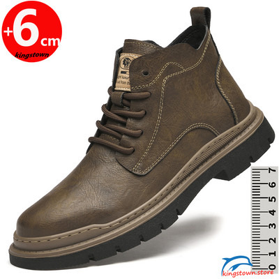 Ankel Boots Vyriški aukštį padidinantys batai vyrams Verslo vidpadis 6 cm Vestuvių formali juoda oda