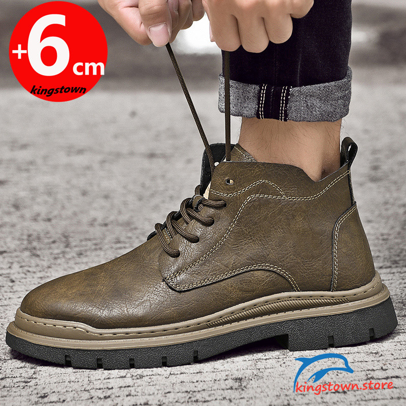 Ankel Boots Vyriški aukštį padidinantys batai vyrams Verslo vidpadis 6 cm Vestuvių formali juoda oda