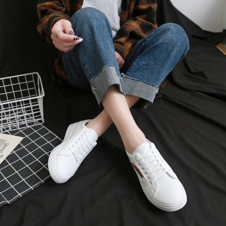 Pantofi de pânză pentru femei, pantofi curcubeu, primăvară, toamnă 2022, pantofi albi pentru femei, pantofi vulcanizați pentru femei