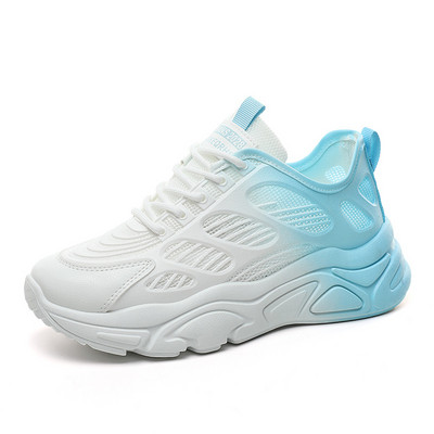 Pantofi ocazional de damă Toamnă Noui, cu șireturi, respirabili, anti-alunecare, cu talpă groasă, albastru, comozi, pantofi de mers în aer liber, pantofi de sport