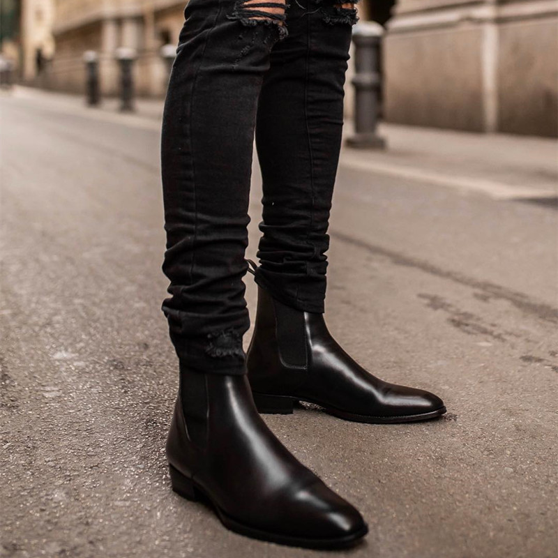 Nove muške Chelsea čizme, crne poslovne cipele s niskim petama s okruglim prstima za muškarce s besplatnom dostavom, muške gležnjače