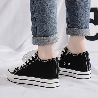 Platnena cipela na petu s platformom za žene Visoke tenisice na tanke cipele Modne prozračne ženske tenisice Platnene cipele trend