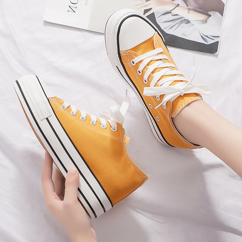 Platnena cipela na petu s platformom za žene Visoke tenisice na tanke cipele Modne prozračne ženske tenisice Platnene cipele trend