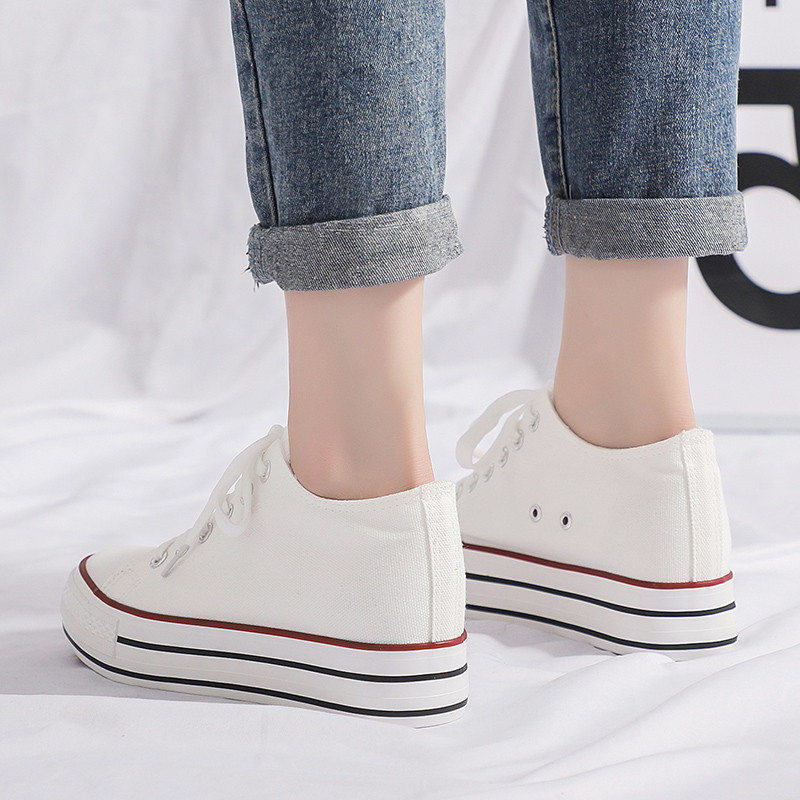 Platnena cipela na petu s platformom za žene Visoke tenisice na tanke cipele Modne prozračne ženske tenisice Platnene cipele trend