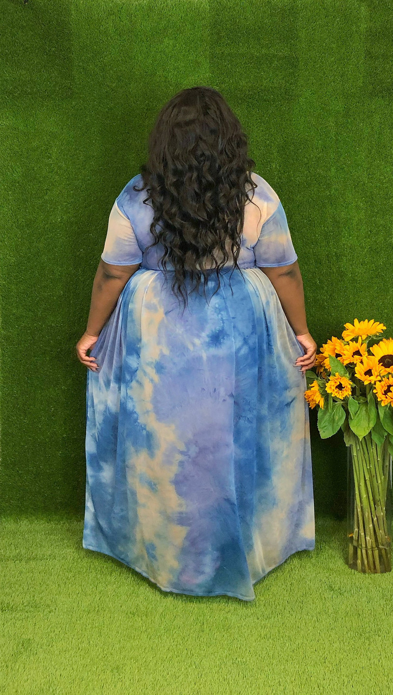 Ležerna haljina veće veličine, duga, rastezljiva ljetna i jesenska ženska prevelika duga haljina s kratkim rukavima i okruglim izrezom na vezanje