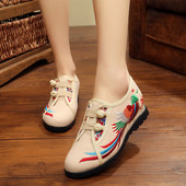 Metaliniai seno Pekino audinio batai Moteriški batai žemakulniai Lininiai drobiniai moteriški batai Laisvalaikiai, patogūs, lengvi Oksfordo batai