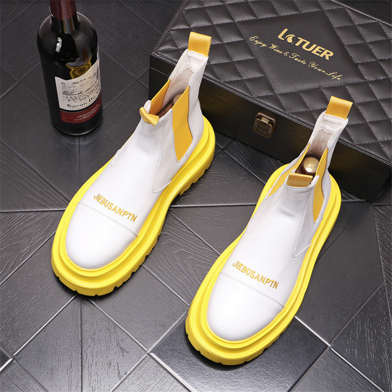 Őszi férfi alkalmi tornacipők PU vaskos platós bokacsizmák magas kivágású patchwork tornacipők férfi lélegző sportcipők 39-44