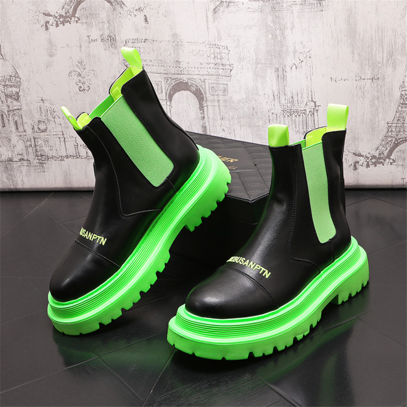 Őszi férfi alkalmi tornacipők PU vaskos platós bokacsizmák magas kivágású patchwork tornacipők férfi lélegző sportcipők 39-44