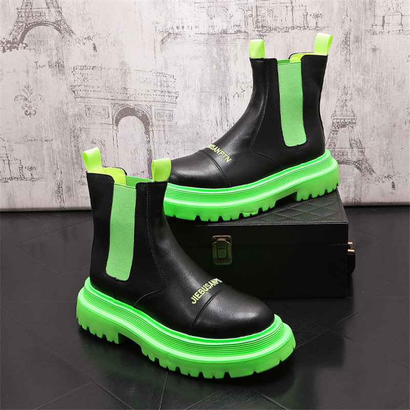 Őszi férfi alkalmi tornacipők PU vaskos platós bokacsizmák magas kivágású patchwork tornacipők férfi lélegző sportcipők 39-44