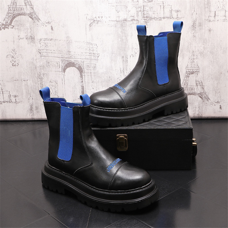 Őszi férfi alkalmi tornacipők PU vaskos platós bokacsizmák magas kivágású patchwork tornacipők férfi lélegző sportcipők 39-44