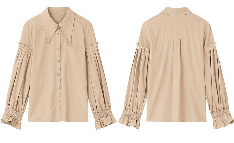 Prancūziški persikų aksominiai ilgomis pūkuotomis rankovėmis, 2023 m. rudens, žiemos naujiena, palaidinė, prašmatni palaidinė