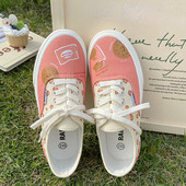 Pantofi de pânză pentru femei, primăvară, vară 2022, imprimeu graffiti, cu șireturi, pantofi vulcanizați, ocazionali, femei, pantofi dulci de designer