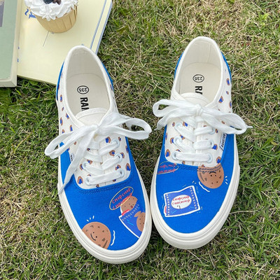 Pantofi de pânză pentru femei, primăvară, vară 2022, imprimeu graffiti, cu șireturi, pantofi vulcanizați, ocazionali, femei, pantofi dulci de designer