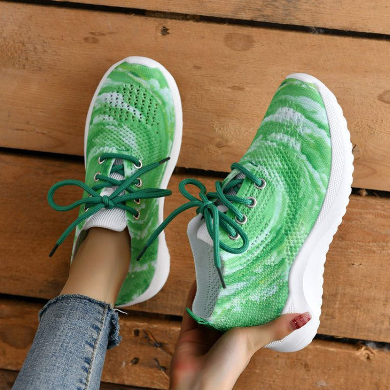 Pantofi cu platformă cu graffiti de modă pentru femei 2023, toamnă, pantofi de tenis din plasă de tricotat, pantofi de mers ocazional, ușoare, antiderapante