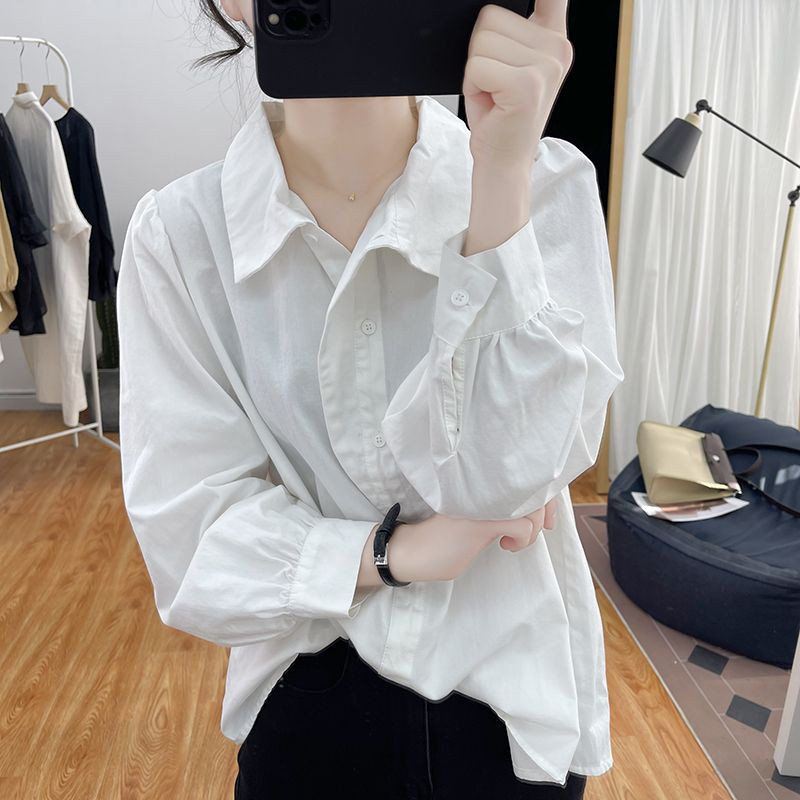 Pamučna bluza 2023 Novo u ležernoj ovratnici s dugim rukavima s lutkarskim izrezom Modni dizajn Bijele majice Ženske majice Ružičasta bluza