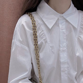 Cămăși pentru femei în stil coreean, școală, bluză albă, primăvară, toamnă, cămașă cu nasturi, cu umăr căzut, cu mânecă lungă, topuri libere din bumbac