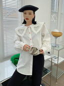 Sweet Hearts γιακά με κουμπιά επάνω Γυναικείο πουκάμισο 2022 Άνοιξη καινούργιο σε κομψό σχέδιο μόδας Vintage μπλούζα με φουσκωτό μανίκι μπλούζα