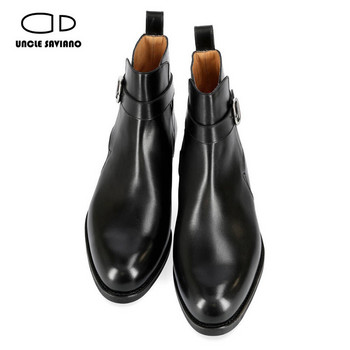 Uncle Saviano Зимни мъжки ботуши Обувки Добавете кадифени работни ботуши Модни дизайнерски класически прости обувки Мъжки нехлъзгащи се кожа