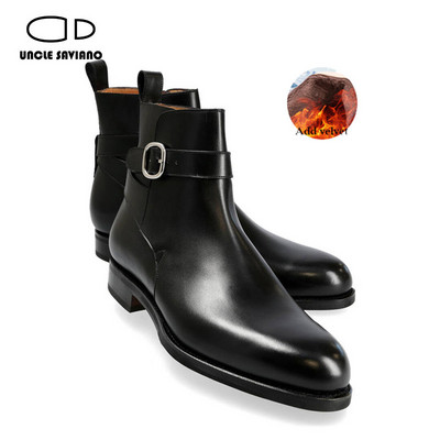 Unchiul Saviano Cizme de iarnă pentru bărbați Pantofi Adaugă Cizme de lucru din catifea Designer de modă Pantofi clasici simpli pentru bărbați nti-alunecare