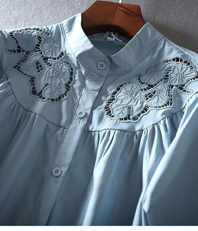 Mežģīņu blūze 2022. gada jauns oriģināls dizains, dobs krekls.