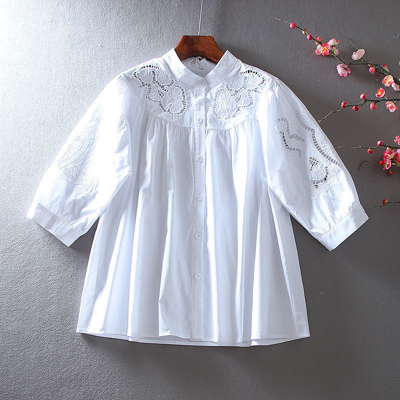 Mežģīņu blūze 2022. gada jauns oriģināls dizains, dobs krekls.