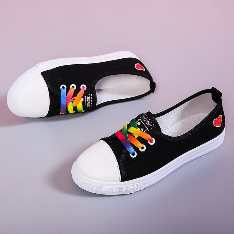 Ženske ležerne ravne cipele za 2023. Nove ljetne bijele tenisice Modni trend Crno-bijele ravne cipele Omladinska kampus djevojka s plitkim ustima