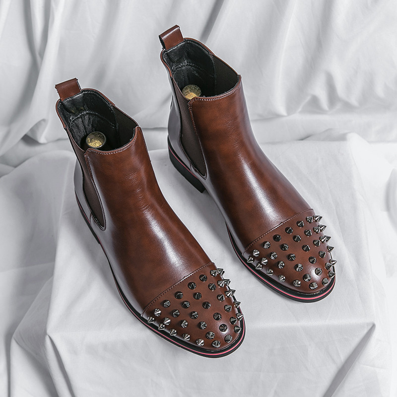 Νέα Μαύρα Πιτσίνια Μόδας Ανδρικά Μπότες Chelsea Business Slip-On Ανδρικά παπούτσια Oxfords Luxury Designer Δερμάτινα Επίσημα Παπούτσια Ανδρικά παπούτσια