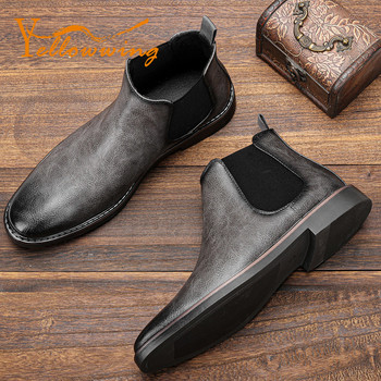 Мъжки ретро кожени ботуши Челси 40-46 Най-висококачествени мъжки ботуши Марка ръчно изработени обувки за мъже #KD5241