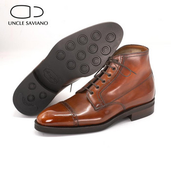 Uncle Saviano Brogue Зимни мъжки ботуши с връзки Обувки Нехлъзгащи се добавят кадифени работни ботуши от кожа Модни дизайнерски обувки Мъжки