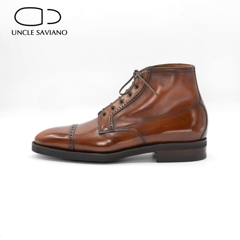 Uncle Saviano Brogue Zimske muške čizme na vezanje Cipele koje se ne kližu s dodatkom baršuna Radne čizme od kože Modne dizajnerske cipele Muške