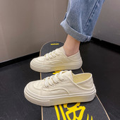 2023 Νέα μόδα σατέν παπούτσια Γυναικεία παπούτσια commuter Επίπεδη πλατφόρμα Παπούτσια μόδας casual Άνετα με μαλακό πάτο λευκά γυναικεία παπούτσια