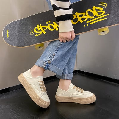 2023 Νέα μόδα σατέν παπούτσια Γυναικεία παπούτσια commuter Επίπεδη πλατφόρμα Παπούτσια μόδας casual Άνετα με μαλακό πάτο λευκά γυναικεία παπούτσια