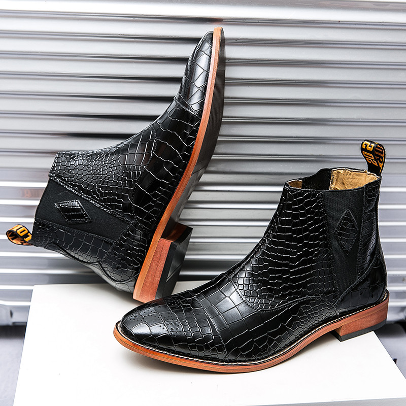 Πολυτελή κλασικά ανδρικά μποτάκια Chelsea Ανδρικά ψηλά δερμάτινα μποτάκια για δεξιώσεις Παπούτσια φόρεμα δεξιώσεων Ανδρικά επίσημα παπούτσια Ανδρικά κοντά Μπότες μπλε