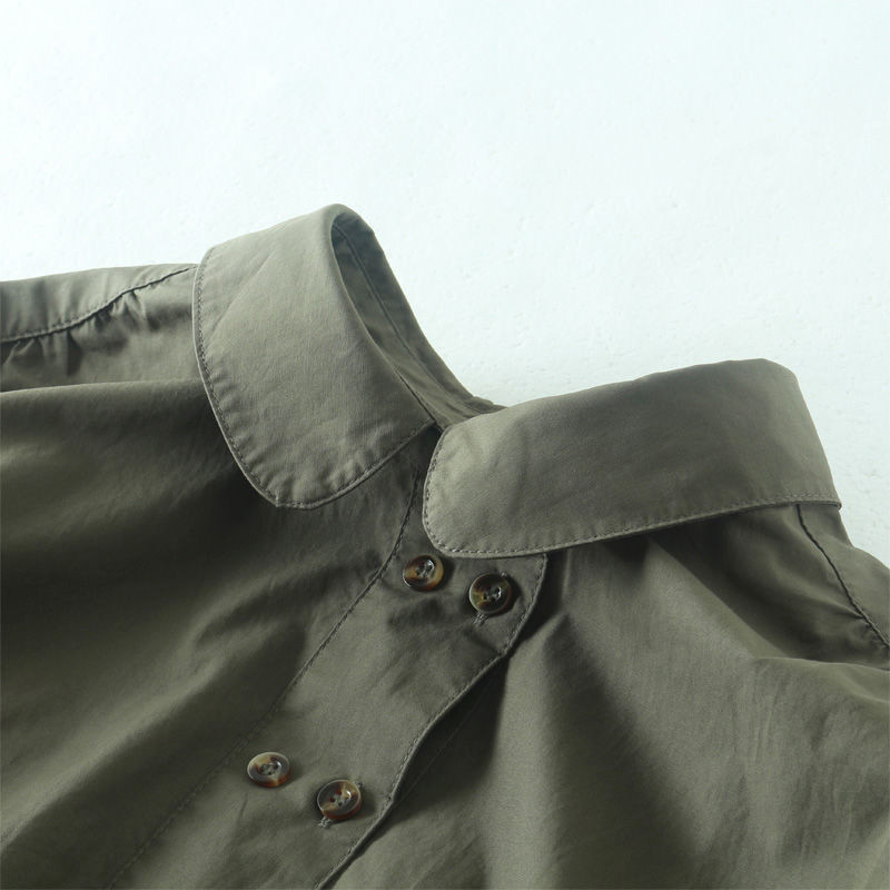 Cămăși cu nasturi în stil japonez Mori Girl, cu guler Peter Pan, pentru femei, 2022, nou în culoare solidă, bluză din bumbac, cu umăr căzut, Topuri largi