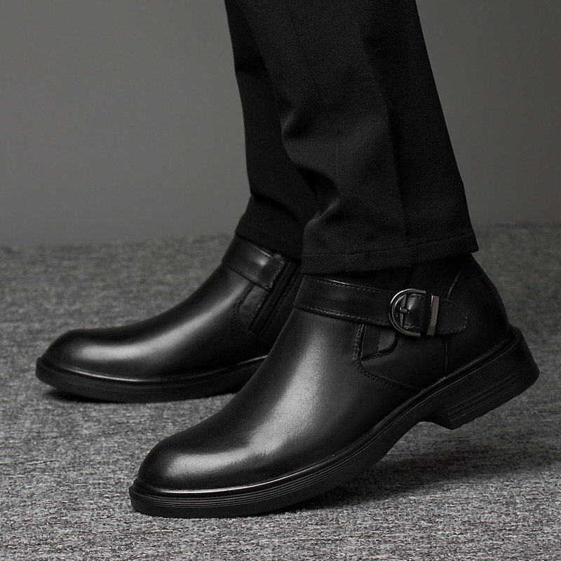 Ziemas augstas kvalitātes ādas zābaki Bieza zole āda Chelsea vīriešu zābaki melni biznesa kleita zābaki Krokodila raksta ikdienas zābaki