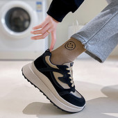 Moteriški laisvalaikio sportiniai batai Moteriški, kvėpuojanti platforma, vulkanizuoti batai, moteriški madingi tenisai moteriški suvarstomi juodi zapatilija