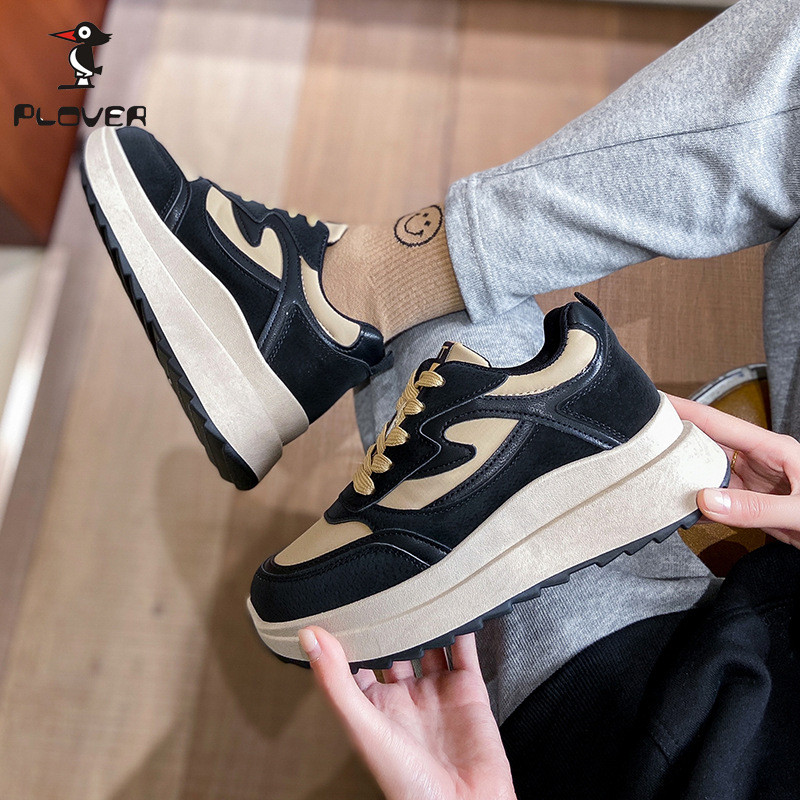 Moteriški laisvalaikio sportiniai batai Moteriški, kvėpuojanti platforma, vulkanizuoti batai, moteriški madingi tenisai moteriški suvarstomi juodi zapatilija