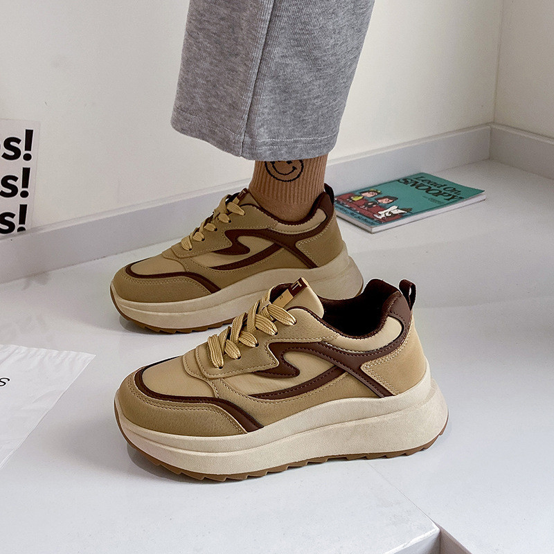 Moteriški laisvalaikio sportiniai batai Moteriški, kvėpuojanti platforma, vulkanizuoti batai, moteriški madingi tenisai moteriški suvarstomi juodi zapatilija