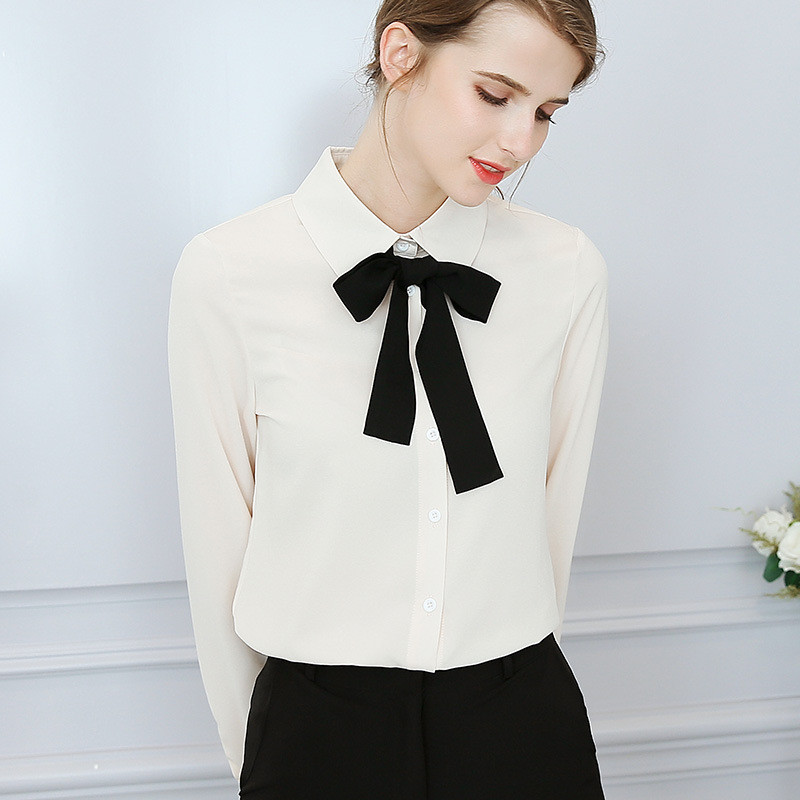 Proljeće ljeto Šifon košulja Ženske nove korejske jednobojne bluze za mršavljenje Uredske dame dugih rukava Tanka ležerna radna majica H9117