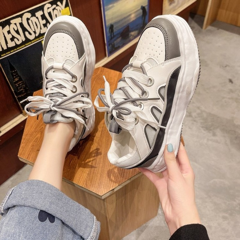 Ženske tenisice Modne mrežaste debele tenisice Cipele za slobodno vrijeme Cipele s duplim vezicama na rasklapanje Udobne bijele cipele s platformom 2022 Novo